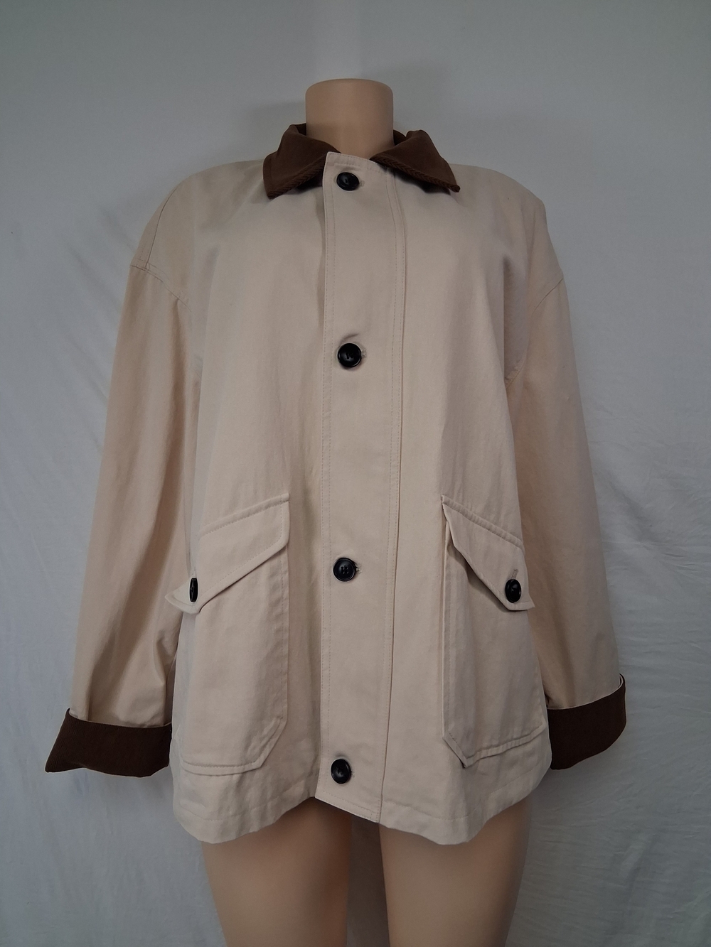 ZESICA Cream Jacket with Brown Trim Size XL - Picture 3 of 16